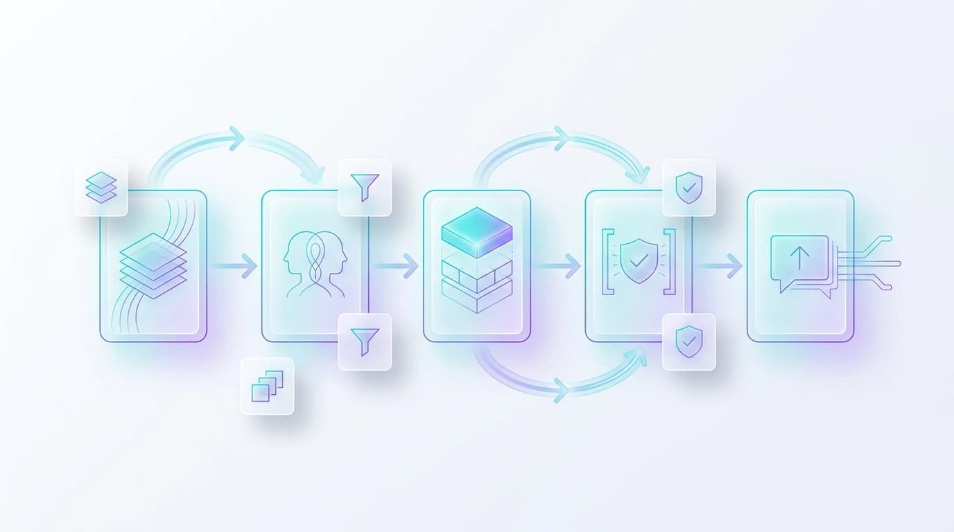 Technical architecture diagram illustrating the 5-stage human-in-the-loop AI reply drafting engine