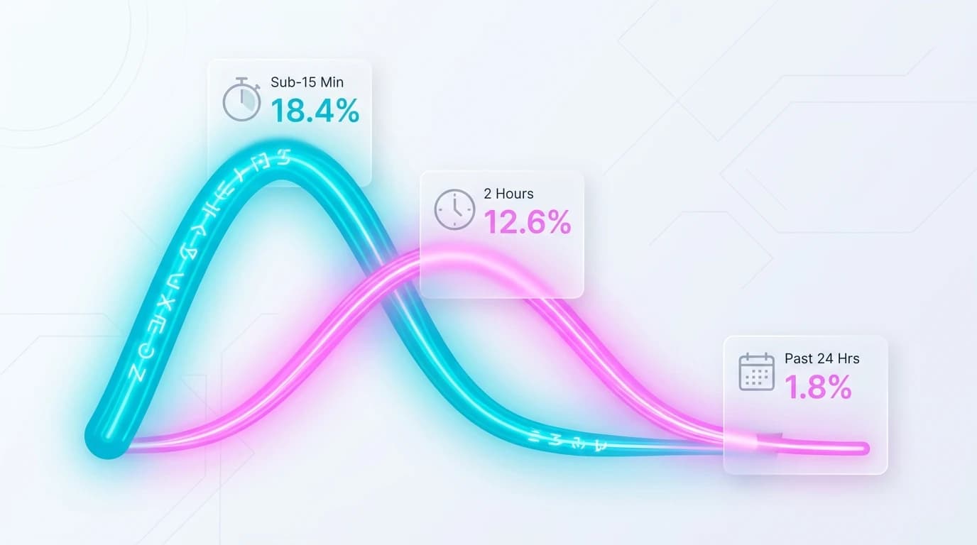 Conversion benchmark diagram detailing the speed-to-lead conversion decay curve comparing 15-minute, 2-hour, and 24-hour response SLAs